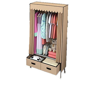 FHISAO con cassetti in Tessuto Armadio, Armadio in Tela, Armadio Armadio armadietto Vestiti Ferroviario Appeso Vestiti Display Home stoccaggio,Cachi,70 * 168 * 45cm