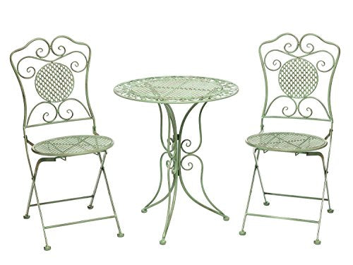Mobili da Giardino Set Giardino Tavolo e 2 sedie in Ferro Antico Stile Verde