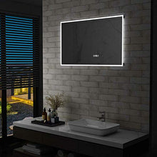 Tidyard Specchio da Parete Rettangolare a LED per Bagno con Sensore Tattile e Orologio 100x60cm,Specchio a Muro Bagno,Specchio da Bagno,Specchio Bagno Parete,Specchio da Parete con Luce LED