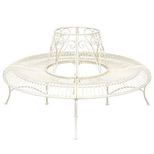 Panchina Giardino Albero panchina Giardino Ferro Bianco Crema Stile Antico 146cm