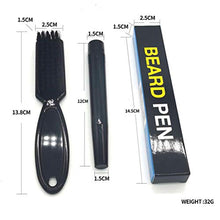 Filler barba nera,Matita riempire la barba,Penna riempire la barba,Penna riempire la barba a 4 punte impermeabile uomo Pennello morbido il viso Basetta baffi Forma riparazione Penna la ricrescita