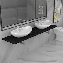Set Mobili da Bagno 3 pz in Ceramica Nera