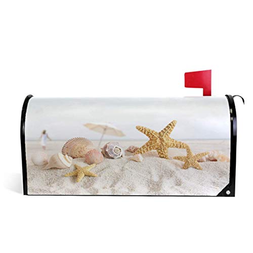 Summer Ocean Starfish Seashells White Sand Beach Mailbox Copre Magnetico Grande Posta Casella Involucri Giardino Cantiere Decorazione Casa Oversize Dimensioni 64,8 x 53,3 cm