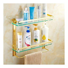 Mensole da Bagno con   ripiano in Vetro angolare per Asciugamani Mensola da 24 Pollici a Parete Ispessita Robusta mensola da Cucina antiruggine 1208 (Colore: 2 Strati, Dimensioni: 50 cm)