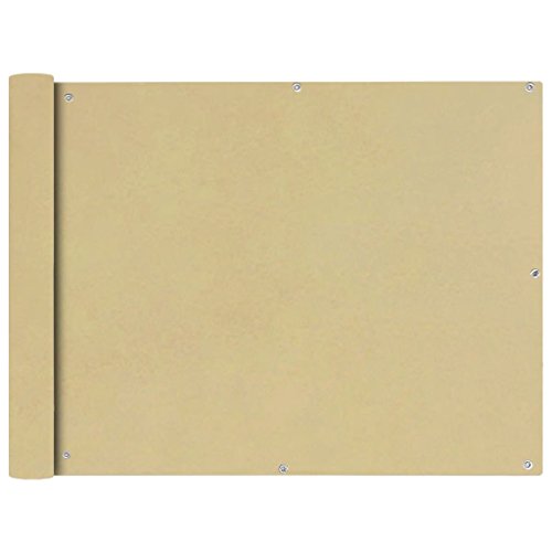 Tidyard Paravento da Balcone in Tessuto Oxford,Protezione UV,Impermeabile,con Occhielli 90x600 cm Beige