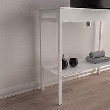 BOLGHERI BATHROOM Compass, Mobile Bagno in Acciaio Inox e Vetro Bianco Opaco, Consolle Bagno Utilizzabile con lavabo da appoggio, Barra Porta salviette, Dimensioni 860x330x793 mm