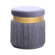 lovehouse Tondo Velluto Pouf Contenitore,Imbottita Poggiapiedi Pouf Imbottito Cuscino Sgabello,Toilette Sgabello per Camera da Letto Soggiorno Spogliatoio Grigio 40x40x44cm