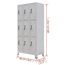 Armadio Armadio in metallo, armadio con 9 scomparti per guardaroba, grigio 90 x 45 x 180 cm