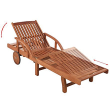 Festnight Lettino da Giardino Esterno Regolabile in Legno Massello con Cuscino,Sedia a Sdraio da Giardino Esterno in Legno Massello di Acacia con Cuscino 200x68x83cm