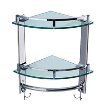 Zixin Ripiano del Bagno Cestino angolare a Parete in Acciaio Inox, Doppio Strato del Bagno con mensola in Vetro a Gancio, Rack di stoccaggio, Finitura Superficiale lucidata