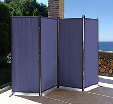 QUICK STAR Paravento da Giardino 220 x 165 cm 4 parti pieghevole Divisorio in Tessuto Balcone Protezione della Privacy Blu