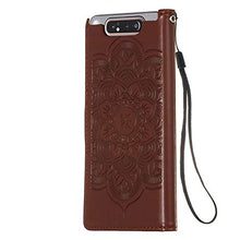 GIMTON Cover Galaxy A80, Antiurto Custodia in PU Pelle con Slot Carte e Cinturino da Polso per Samsung Galaxy A80, Magnetico Cover di Portafoglio, Marrone
