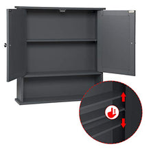 eSituro Armadietto Bagno con Specchio a Ante e Ripiani Regolabili Specchiera Contenitore Armadietto a Muro Grigio SBP0059