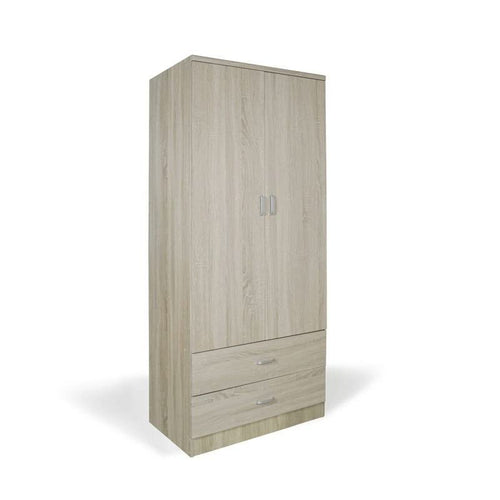 TrendyItalia 12991 Armadio 2 Ante Rovere, Legno, Bianco, 80 x 52 x 190 cm