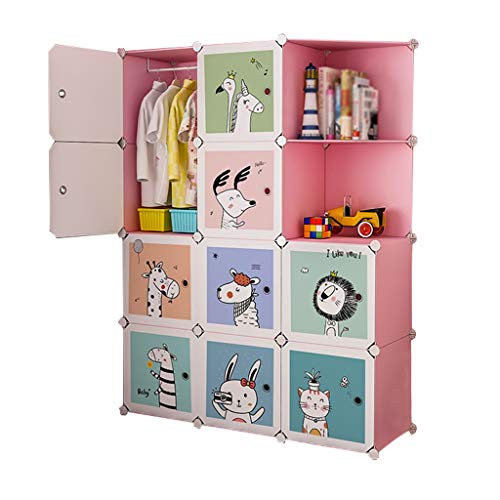 Locker Cube Armadio Armadio Hanging Rimovibili di Plastica Angolo Scaffali 10 Porte Abbigliamento Home Camera Dormitorio MUMUJIN (Color : Pink, Size : 111X37X147CM)