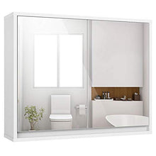 BXSZVOK Armadietto a Specchio a Parete con Doppie Ante e Specchio, Mobile Bagno Bianco con 2 divisori