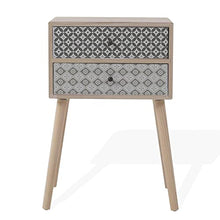 Rebecca Mobili Comodino 2 Cassetti Stile Scandinavo Legno Marrone Chiaro Grigio Arredamento Camera Salotto - 69 x 45 x 30 (H x L x P) - Art. RE6118