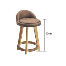 Ljings, sgabello da bar in pelle PU o canapa, robusto telaio in legno per patio, stile retrò, altezza bancone da cucina, comodi cuscini per sedere, marrone, lino