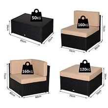 Outsunny Set 7 Pezzi Salotto da Esterni con Poltrona Pouf Tavolino| Mobili da Giardino in Rattan | Colore: Nero, Beige