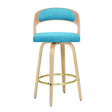 Sgabello da bar in tessuto cuscino in legno massello sgabello alto sedia da bar sedia schienale sedia moderna (colore : blu+oro)