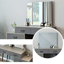 Specchiera Tavolo Cosmetici per Le Donne Ragazze Camera da Letto,Vanity Toeletta da Trucco con Sgabello Imbottito E Cassetti,Tavolo da Toeletta con Specchio-Grigio 90x40x135cm(35x16x53inch)