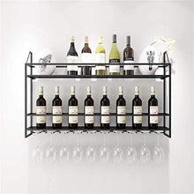 Leifeng Tower Classico Wallmounted Metallo, Ferro, Bottiglia di Vino Rack e Supporto di Vetro, 2 Livelli di Storage mensola della Parete della Decorazione Nera