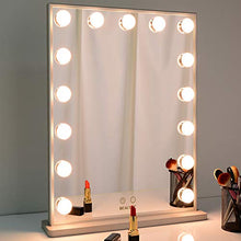 WONSTART specchio trucco con luci, Specchio per Il Trucco con 15 Pezzi di luci a LED da Tavolo o Specchio per Il Montaggio a Parete (42/51 Silver)