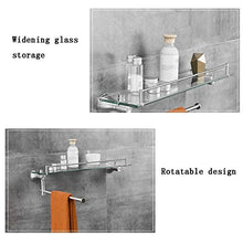 DNSJB Mensola in Vetro temperato per Bagno, 304 Acciaio Inossidabile Senza Foratura 1 scaffale di stoccaggio a File, mensola per Bagno mensola per Il Bagno