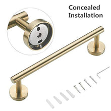 WOMAO 4 Pezzi Accessori da Bagno Set Accessori: portarotolo, Appendiabiti, portasciugamani, Asciugamano, Moderno Oro Spazzolato Rifinito per la Perforazione