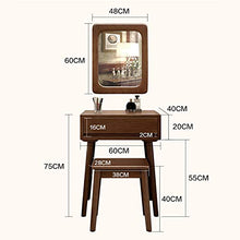 Specchiera Tavolo Cosmetici Con Piazza Specchio & Sgabello Imbottito Vanity Toeletta Da Trucco,Sgabello Donne Camera Da Letto Tavolo Da Trucco Per Le Donne,Con Cassetto Grande-A 60x40x75cm(24x16x30inc