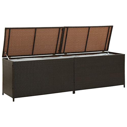 Lechnical Cassapanca portaoggetti all'aperto-Contenitore capannone grande con coperchio per giardino,Veranda, Patio, Conservatorio conservare cuscini, giocattoli, attrezzi e altro,200x50x60 cm Marrone