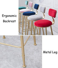 Posto a sedere Sgabello Alto velluto imbottito Bar Sgabello con gambe d'oro ferro Cucina Colazione Dining Chair poggiapiedi contatore Altezza sgabello, Altezza seduta 75cm, Carico massimo 150 kg sgabe