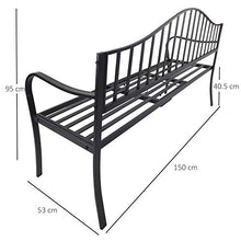 Outsunny Panchina da Giardino 2 Persone con Tavolino Estensibile Metallo 160 x 53 x 95 cm Nero