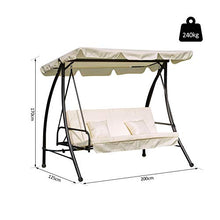 miozzi Dondolo da Giardino 3 Posti con Tettuccio Crema 200x125x170 cm