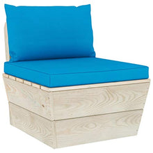 SKM Set Divani da Giardino su Pallet 11 pz con Cuscini Legno Abete (204.7kg) Blu-3688