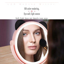 RHAD Specchio per Il Trucco,Specchio Portatile,Specchio di vanità Desktop, Specchio per Il Trucco del Desktop con Funzione di archiviazione, Specchio per Il Trucco Luminoso con Orecchie di Panda