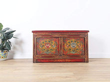 Yajutang - Cassettiera tibetana con motivo floreale dipinto a mano