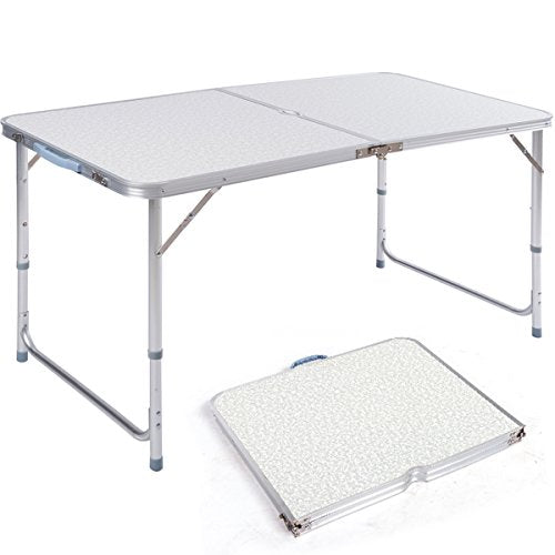 DXP Aluminum Tavolo Da Campeggio Regolabile in Altezza Pieghevole Portatile Formato Valigia 120x60x (55-70) Centimeter