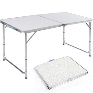 DXP Aluminum Tavolo Da Campeggio Regolabile in Altezza Pieghevole Portatile Formato Valigia 120x60x (55-70) Centimeter