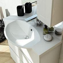 Bagno Italia Arredo bagno moderno mobile da 100 cm 2 cassetti e 2 ante bianco o tabacco specchio con tettino e pensile a destra