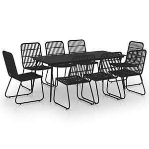 FAMIROSA Set da Pranzo da Giardino 9 pz in Polyrattan e Vetro-0248