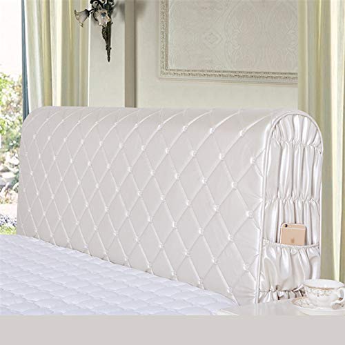 Copri Testata All-Inclusive In Pelle Stile Europeo. Schienale Trapuntato Trapuntato,White-1.8m