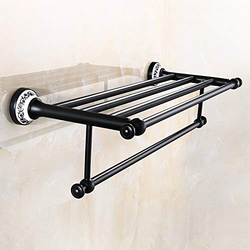MBYW Portasciugamani Moderno Portasciugamani Elegante per Il Scaffale portasciugamani Antico Nero Portasciugamani Set di Accessori per Bagno in Ferro battuto Scaffale Europeo per WC, 60cm