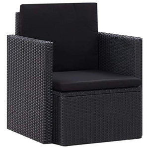 Goliraya Poltrona Cubo da Giardino per Esterno in Polyrattan Nero,Sedia da Giardino in Polyrattan Nero con Cuscini,Poltrona da Esterno in Rattan,Poltrona in Rattan 80 x 72 x 63 cm
