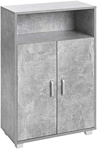ts-ideen Armadietto Mobiletto Comó 94x60 cm stile moderno con doppia anta e vano aperto. Grigio Cemento