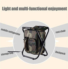 Tavolo da picnic all'aperto Grandi sedie a zaino da 3 in1 per adulti Sgabello da campeggio camuffamento portatile leggero con borsa per ghiaccio Isolamento termico Bag Picnic Borsa da picnic Sgabello