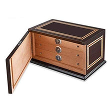 Cigar Humidor Cigar Box a Tre Strati Cigar Box Importato Cigar Cabinet Sigaro Governo di immagazzinaggio Grande capacità Cigar Cabinet Piano verniciatura Multistrato Bagagli