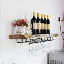 Dongyd 60-140cm (23.6"-55") Rack Calici Di Legno, Wine Rack Mensola Con Bagagli Carrello Di Metallo Muro Di Ferro Montato Hanging Wine Glasses Holder (Size : 120x25x5cm)