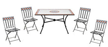 Set pranzo da giardino quattro posti con tavolo e sedie pieghevoli set pranzo per esterni con mosaico in ceramica