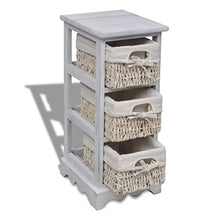 Lingjiushopping Rastrelliera stoccaggio in Legno Bianco, 3 cestini di Tessitura Dimensioni: 25 x 28 x 58 cm (L x P x A) Armadietti e stipi
